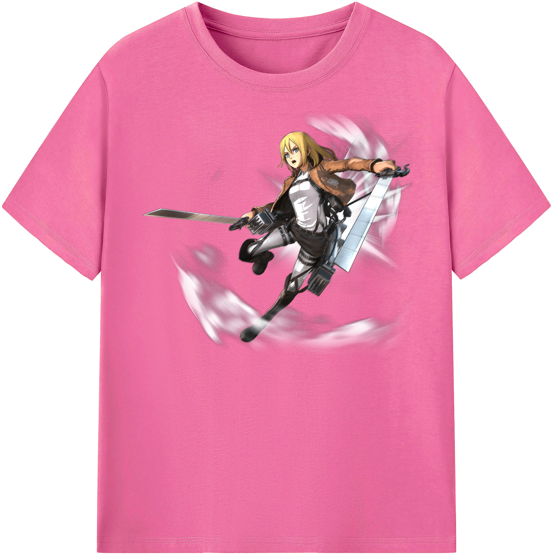 （画像用） 進撃の巨人 クリスタ·レンズ Attack on Titan Christa Lenz レディースカジュアルプリントTシャツ（綿100％）